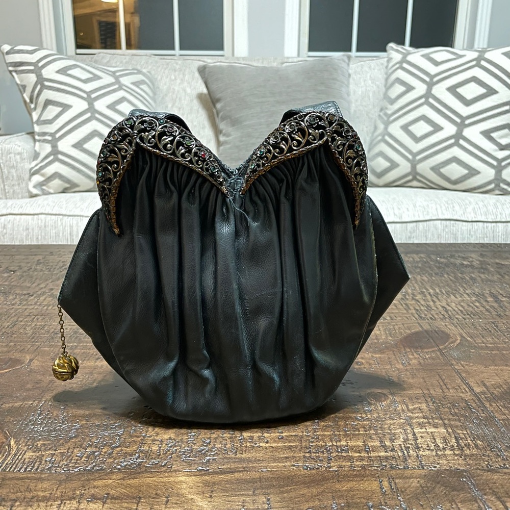 Vintage Guild Leather Purse w/Rhinestones